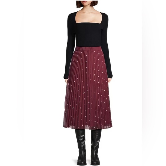 JASON WU Pleated Polka-Dot Midi Skirt 4 - Picture 1 of 11
